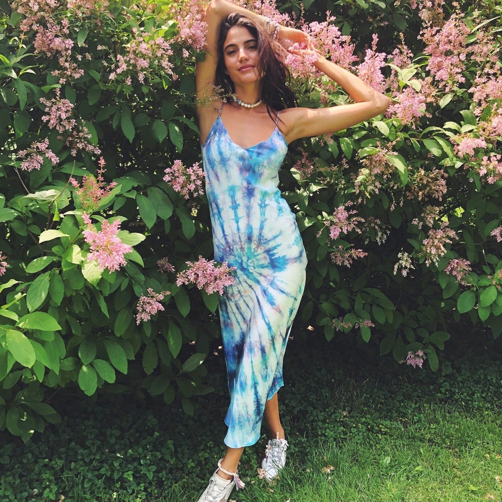 Danijjo Blue Tie Dye Silk Slip Dress